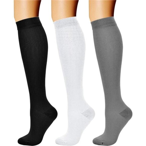 Compression Socks for Women & Men Circulation (3 Pairs) 15-20 mmHg - Picture 1 of 8